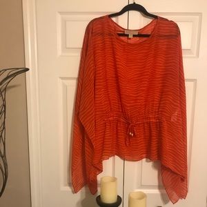 Michael Kors orange butterfly sleeve top